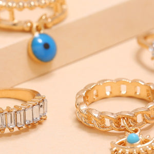 Evil Eye Rhinestone Rings Set