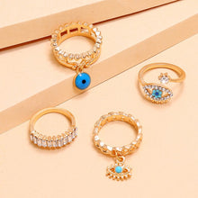 Evil Eye Rhinestone Rings Set