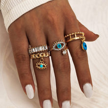 Evil Eye Rhinestone Rings Set
