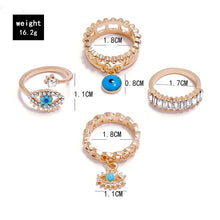 Evil Eye Rhinestone Rings Set