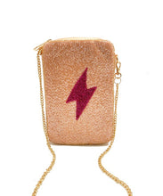 Pink Lighing Bolt Beaded Phone Bag