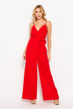 Red Women Woven Solid Jump-suit With Side Pocket