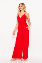 Red Women Woven Solid Jump-suit With Side Pocket