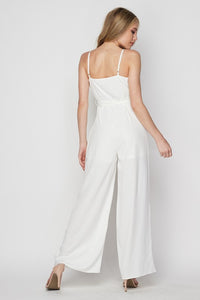 Ivory Women Woven Solid Jump-suit With Side Pocket