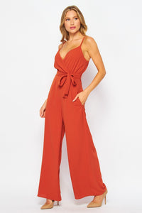 Rust Women Woven Solid Jump-suit With Side Pocket