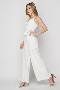 Ivory Women Woven Solid Jump-suit With Side Pocket