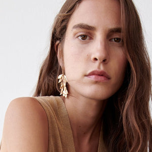 Gold Leaf Asymmetry Alloy Earrings