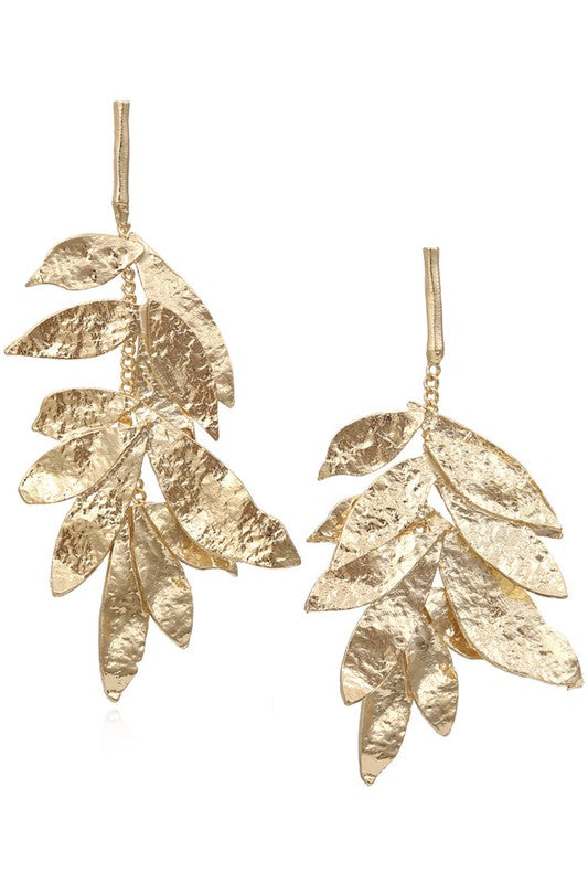 Gold Leaf Asymmetry Alloy Earrings