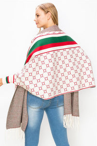Natural Fancy Poncho With Tassel