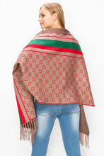 Taupe Fancy Poncho With Tassel