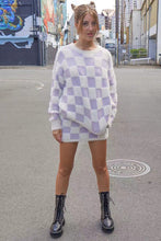 Light Purple Fuzzy Checkered Sweater