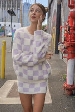 Light Purple Fuzzy Checkered Sweater