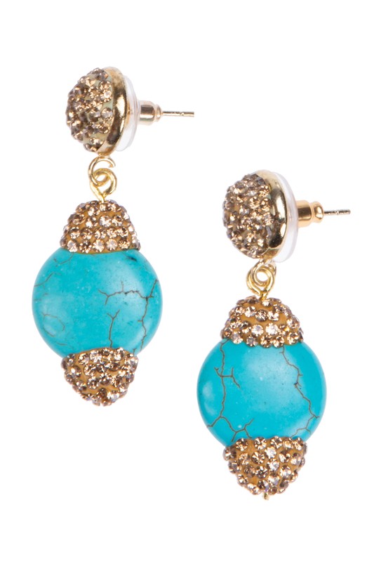 Turquoise Rhinestone Earrings