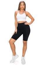 Black High Waisted Biker Shorts W Pockets
