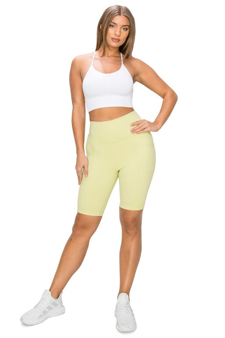 Melon High Waisted Biker Shorts W Pockets
