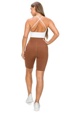 Dark Brown High Waisted Biker Shorts W Pockets