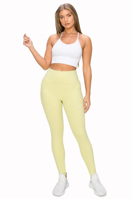 Lemon High Waisted 7/8 Leggings W Pockets
