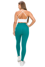 Green High Waisted 7/8 Leggings W Pockets
