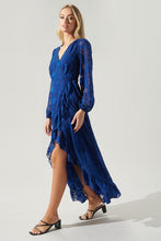 Blue Zola Floral Burnout Gemini Hi Low Wrap Dress
