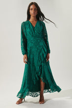 Green Zola Floral Burnout Gemini Hi Low Wrap Dress