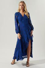 Blue Zola Floral Burnout Gemini Hi Low Wrap Dress