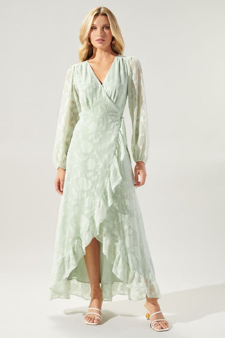Sage Zola Floral Burnout Gemini Hi Low Wrap Dress