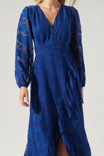 Blue Zola Floral Burnout Gemini Hi Low Wrap Dress