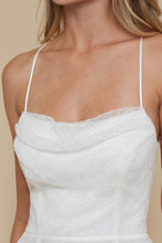 Ivory Ladies Strap Sequin Maxidress With Criss Cross Back