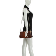 Brown Croc Alligator Frame Clutch