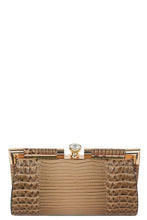 Nude Croc Alligator Frame Clutch