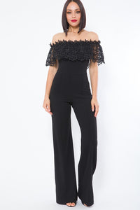 Black Crochet Off Shoulder Jumpsuit