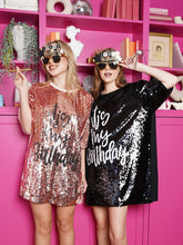 Rose Gold It'S My Birthday Sequin T-Shirt Dress