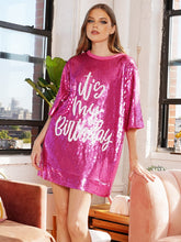 Pink It'S My Birthday Sequin T-Shirt Dress