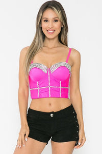 Fuchsia Diamond Across Crop Bra Top Bustier