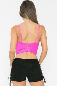 Fuchsia Diamond Across Crop Bra Top Bustier