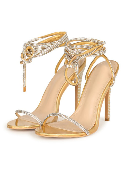 Gold Womens Stiletto Heel Sandals