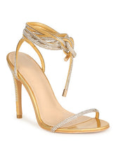 Gold Womens Stiletto Heel Sandals