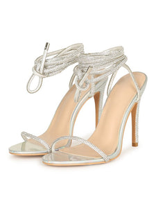 Silver Womens Stiletto Heel Sandals