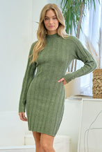Olive Mock Neck Dress With Twisted Back