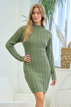 Olive Mock Neck Dress With Twisted Back