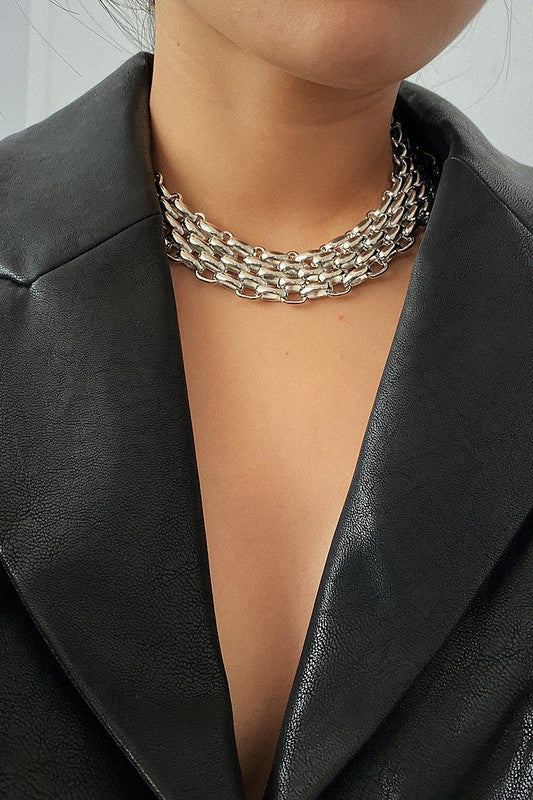 Silver Curb Link Chain Necklace-Cuban Chain Choker-Chunky Necklace -  Vanessadesigns4u