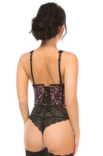 Pink w/Black Lace Overlay Open Cup Waist Cincher
