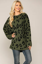 Olive Animal Pattern Soft Sweater Top