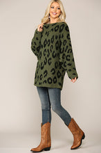 Olive Animal Pattern Soft Sweater Top