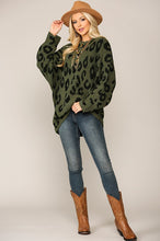Olive Animal Pattern Soft Sweater Top