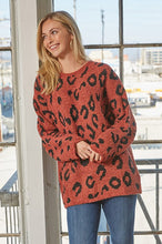 Rust Animal Pattern Soft Sweater Top
