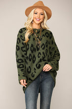 Olive Animal Pattern Soft Sweater Top
