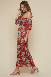 Red Maxi Off The Shoulder Smoking Dress