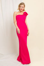 Fuchsia Ruffle Detailed One Shoulder Mermaid Maxi Dress