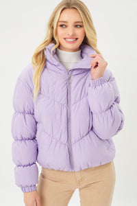 Light Purple Long Sleeve Fluffy Puffer Jacket